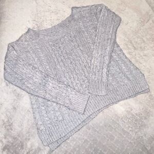 Gray Boatneck Wool Blend Sweater